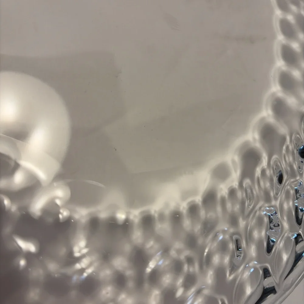 Tiffany &Co. Honeycomb Round Glass Platter Torte‎ Plate Serving Platter 12